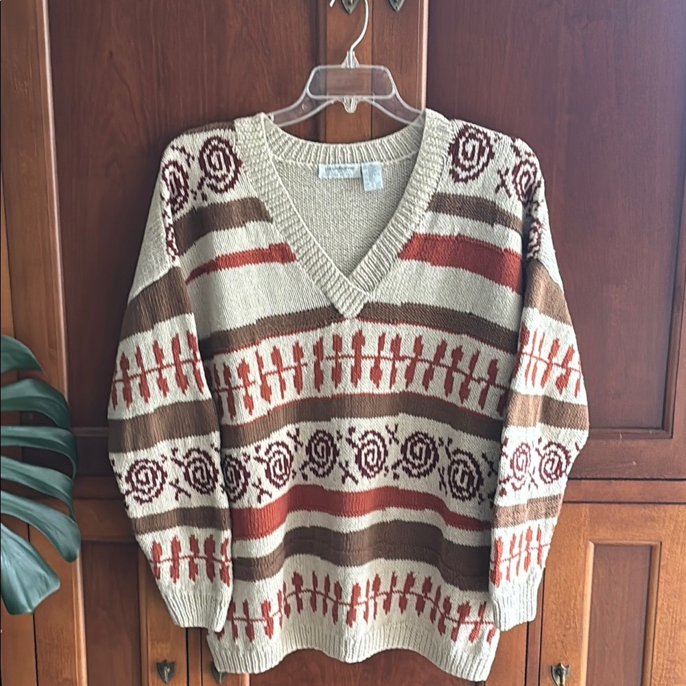 Vintage Knit Sweater with Geometric Patterns by Liz Claiborne